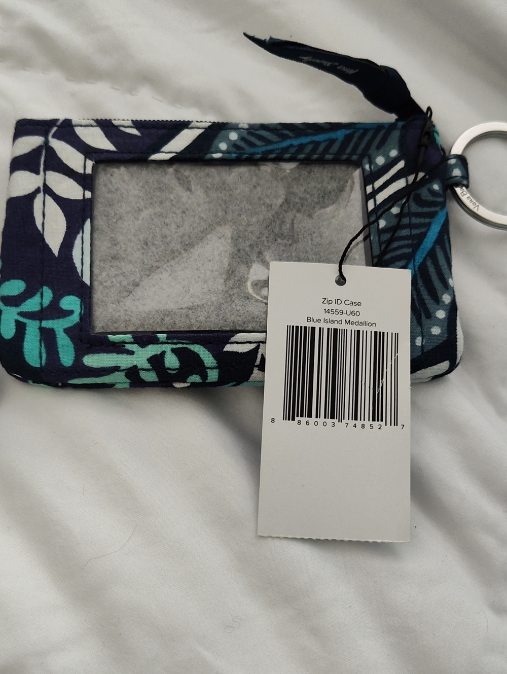 Vera Bradley Blue Island Medallion Pattern Zip ID Case